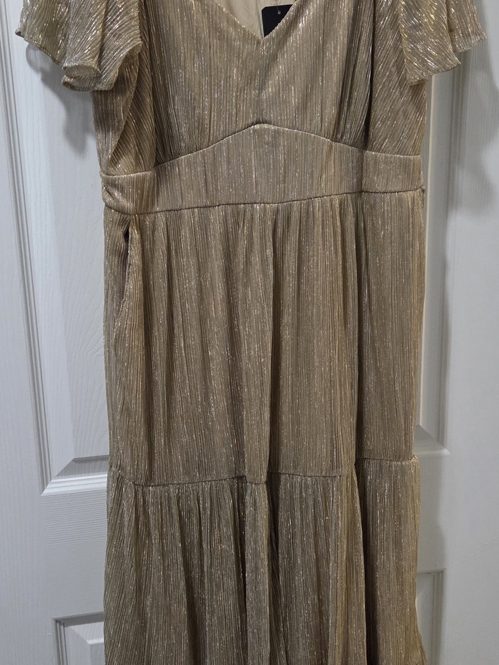 torrid Metallic Gold V-Neck Maxi Dress